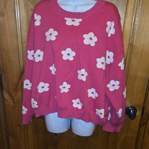 Floral Pink Women's Crew Neck Sweater